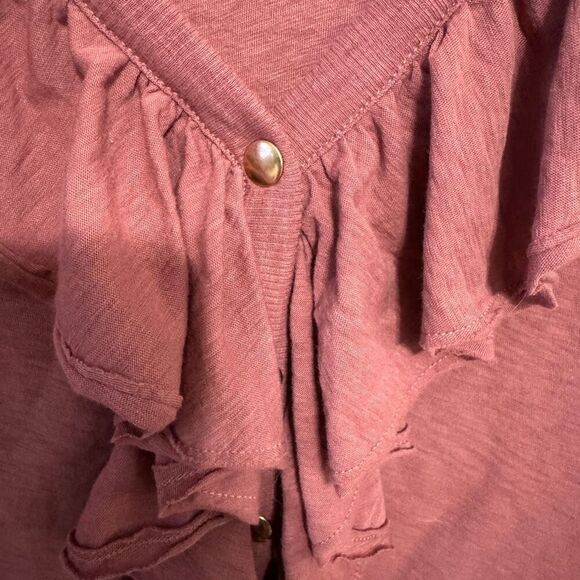 nation Itd lalita ruffle pima cotton top mauve size medium - Picture 5 of 7